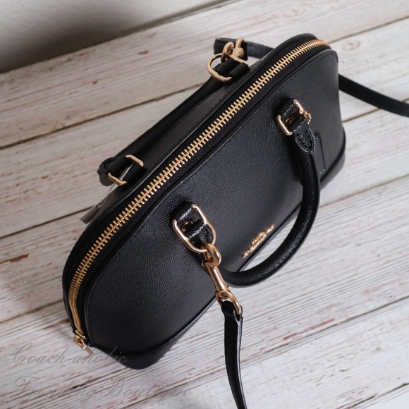 Coach Mini Sierra Crossgrain Leather Satchel Black - Picture 7 of 8